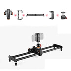 YELANGU L60E 60cm Slide Rail Track + L4 3-Wheel Video Dolly with Phone Clamp & Ballhead, L60E+L4X+PC141+T1