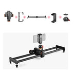 YELANGU L60E 60cm Slide Rail Track + L4 3-Wheel Video Dolly with PC142 Phone Clamp & Ballhead, L60E+L4X+PC142+T1