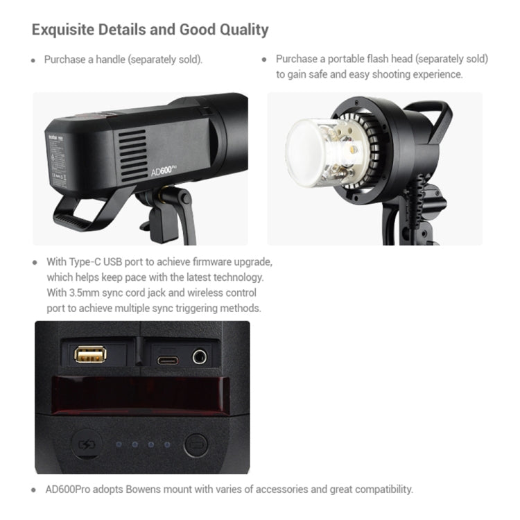 Godox  AD600 Pro WITSTRO 600Ws All-in-One Outdoor Flash 2.4GHz Speedlite Light, AD600 Pro