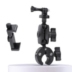 360 Rotation Adjustable Action Camera Bike Motorcycle Handlebar Holder with Phone Clamp, Standard Version with Phone Clamp