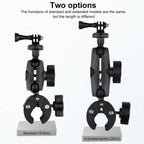 360 Rotation Adjustable Action Camera Bike Motorcycle Handlebar Holder with Phone Clamp, Standard Version with Phone Clamp