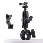 Extended Version 360 Rotation Adjustable Action Camera Bike Motorcycle Handlebar Holder with Phone Clamp, Extended Version with Phone Clamp