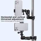 Extended Version 360 Rotation Adjustable Action Camera Bike Motorcycle Handlebar Holder with Phone Clamp, Extended Version with Phone Clamp