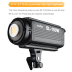 Godox SL150W 150W 5600K Daylight-balanced LED Light Studio Continuous Photo Video Light, SL150W
