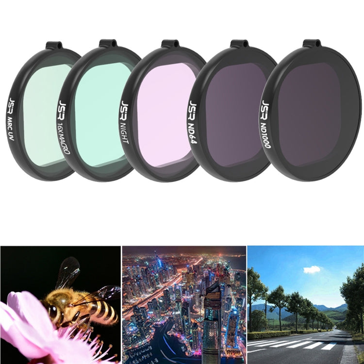 JSR Round Housing 5 in 1 UV+NIGHT+ND1000+ND64+16X Macro Lens Filter for GoPro HERO8 Black, 5 in 1 Lens