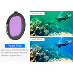 JSR Round Housing Diving 6 in 1 UV + CPL + 16X Macro + Red + Yellow + Purple Lens Filter for GoPro HERO8 Black, 6 in 1 Lens