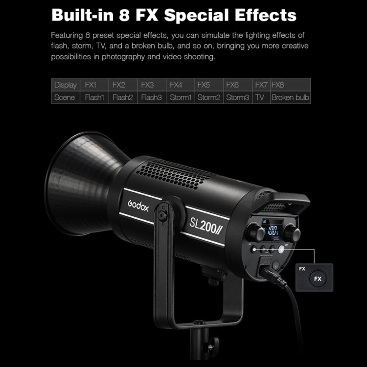 Godox SL200II 200W 5600K Daylight-balanced LED Light Studio Continuous Photo Video Light, SL200II