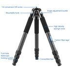 BEXIN RC294 Portable Collapsible Carbon Fiber Camera Tripod, RC294