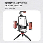YELANGU LW101 Vlogging Live Broadcast LED Selfie Light Mic Smartphone Video Rig Handles Stabilizer Kits, LW101