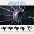 FEELWORLD FSP90 90cm Parabolic Softbox Quick Release Diffuser with Bowens Mount, FSP90 90cm