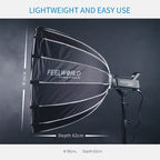 FEELWORLD FSP90 90cm Parabolic Softbox Quick Release Diffuser with Bowens Mount, FSP90 90cm