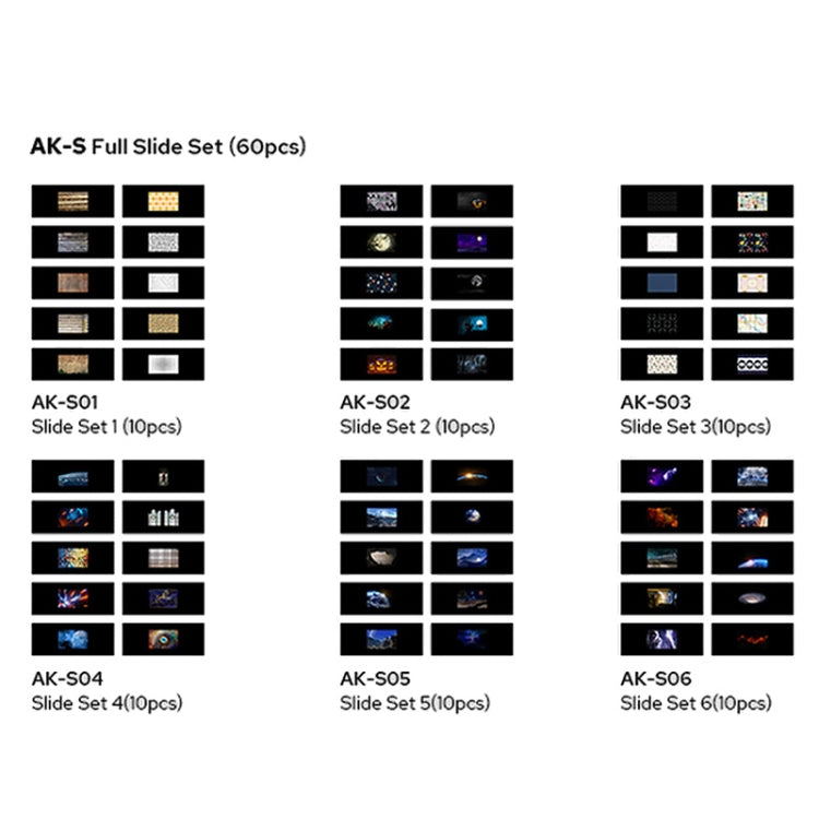 Godox AK-S 60 in 1 Transparencies Collection Full Slide Set for Godox AK-R21 Projection Kit, AK-S