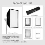 FEELWORLD FSR90 60x90cm Rectangular Softbox Quick Release Bowens Mount Diffuser, FSR90 60x90cm