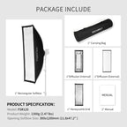 FEELWORLD FSR120 30x120cm Rectangular Softbox Quick Release Bowens Mount Diffuser, FSR120 30x120cm