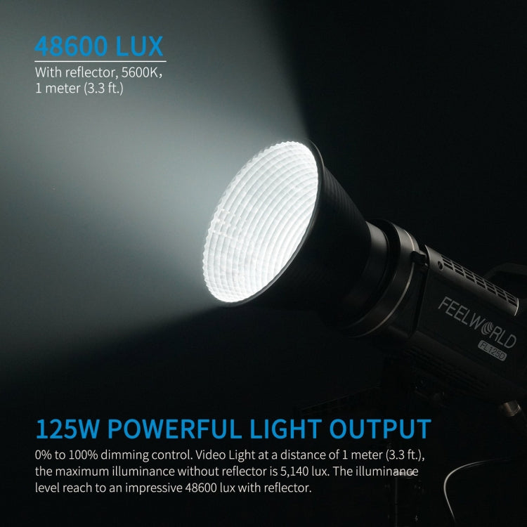 FEELWORLD FL125D 125W Daylight Point Source Video Light, Bluetooth APP Control, FL125D
