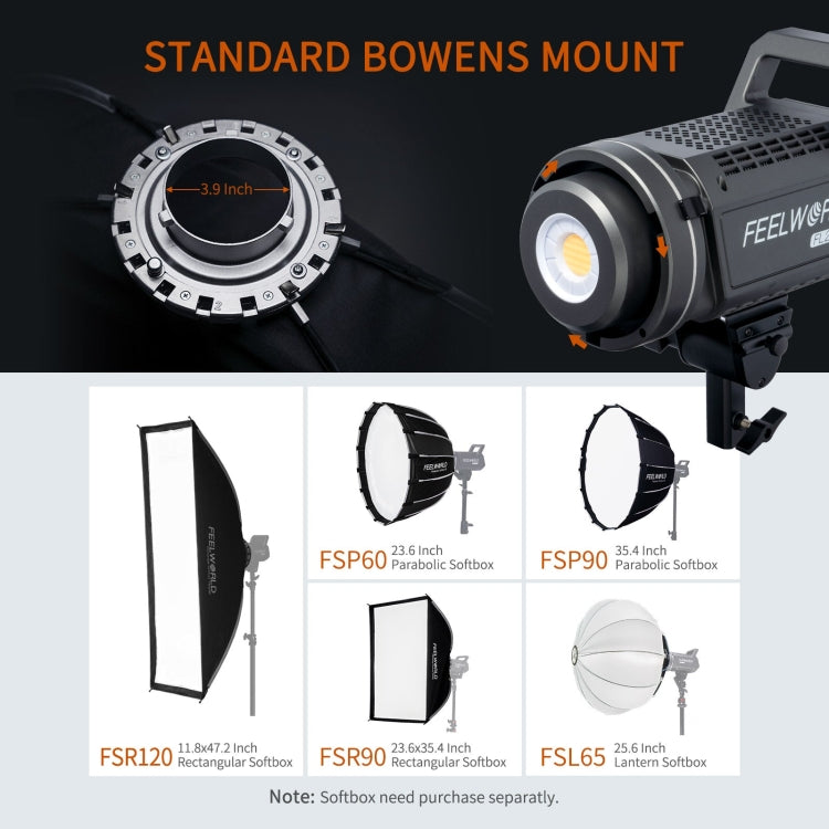 FEELWORLD FL225B 225W Bi-color Point Source Video Light, Bluetooth APP Control, FL225B