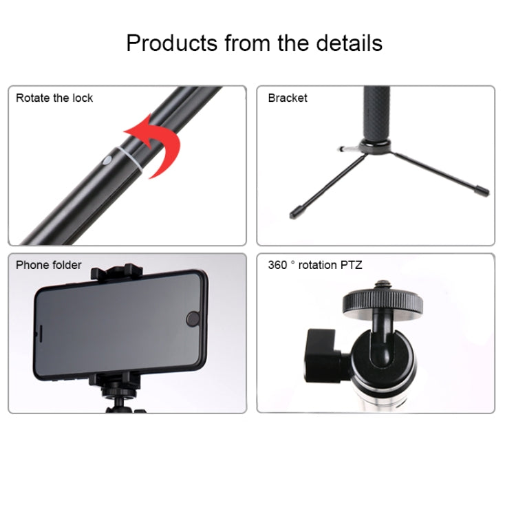 30-93cm Grip Foldable Tripod Holder Multi-functional Selfie Stick Monopod for DJI, Insta360, GoPro and Other Action Cameras, Phones, Length: 30-93cm