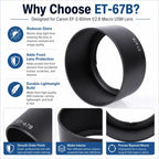ET-67B Lens Hood Shade for Canon EF-S 60mm f/2.8 Marco USM Lens, ET-67B