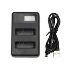 LCD Screen Dual Batteries Charger with USB Cable for Xiaoyi 4K Sport Camera, Displays Charging Capacity (XM47), LCD Screen Battery Charger
