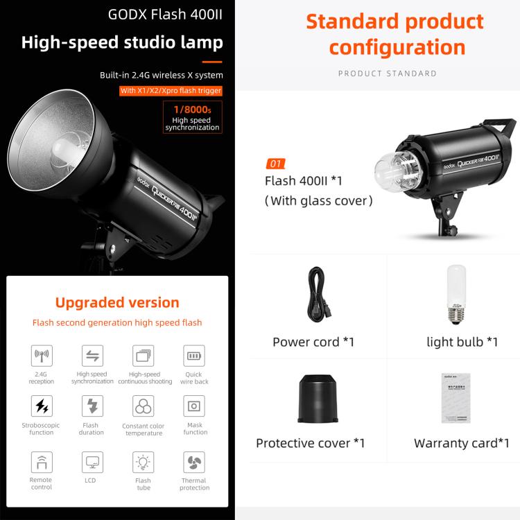 Godox Quicker 400IIM Studio Flash Light 400Ws Bowens Mount Strobe Flash, Quicker 400IIM