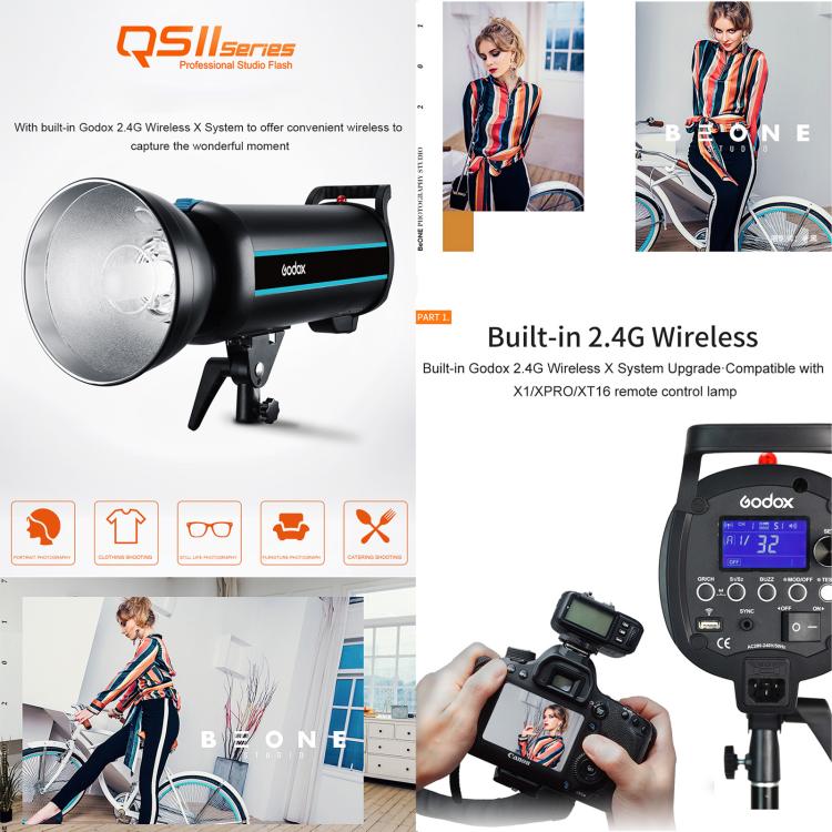 Godox QS800II Strobe Studio Flash Light 800Ws Bowens Mount High Speed Flash, QS800II
