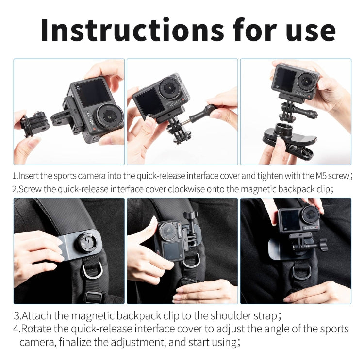 STARTRC 360 Degree Rotation Backpack Clip Magnetic Suction Mount, Backpack Clip