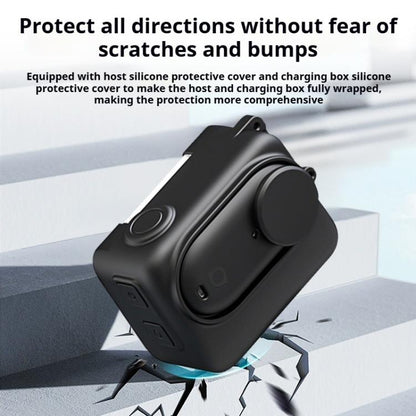 For Insta360 GO 3S Camera Charging Case Silicone Case with Lens Cap & Strap, For Insta360 GO 3S