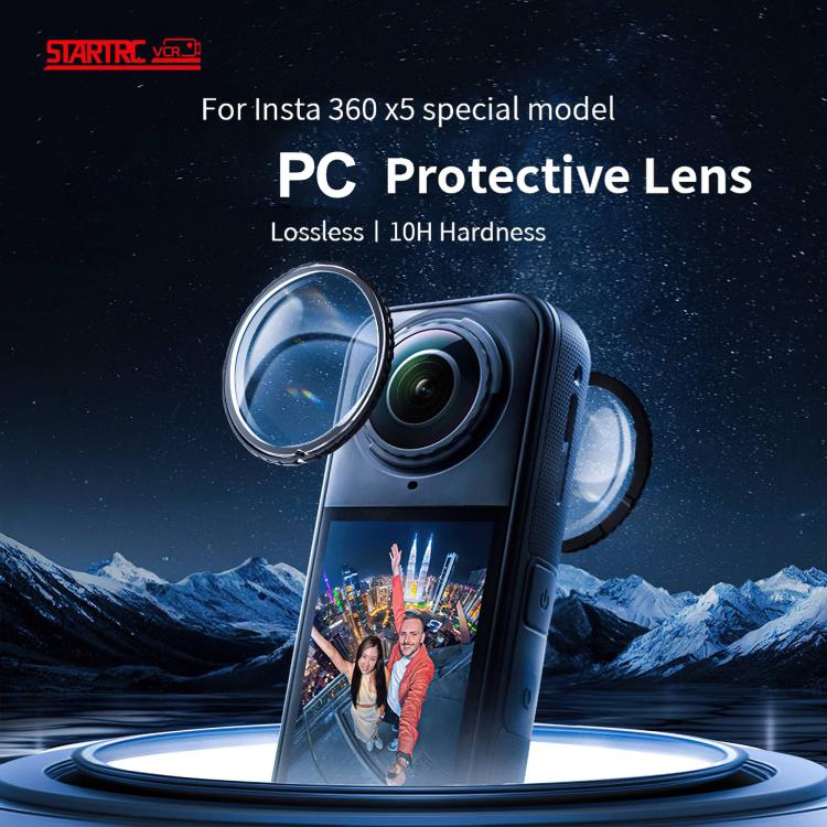 For insta360 X5 STARTRC Swivel Protective Lens Guad PC Lens Cover, PC Lens Cover