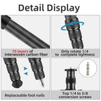 BEXIN W-334C Portable DSLR Camera 2 in 1 Carbon Fiber Tripod Detachable Monopod, W-334C