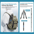 BEXIN W-334C Portable DSLR Camera 2 in 1 Carbon Fiber Tripod Detachable Monopod, W-334C