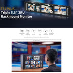 FEELWORLD T51 PLUS Triple 5.5 inch 2RU Rackmount Monitor Full HD 3G-SDI 4KHDMI AV Monitor, T51 PLUS
