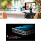 FEELWORLD P6XL 6.0 inch Aluminium Built-in Battery DSLR Camera Field Monitor Touch Screen 4K HDMI High Brightness 1200nit Monitor, P6XL