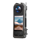 For Insta360 X4 Metal Protective Cage Rig Housing Frame with Expand Cold Shoe Base & Tripod Adapter, Metal Frame