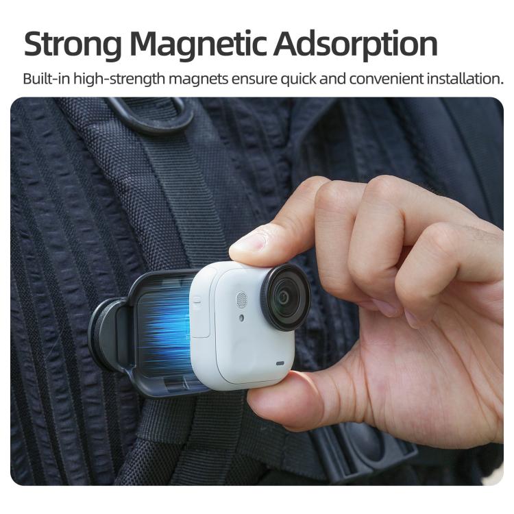For Insta360 GO Ultra Sunnylife Magnetic Backpack Clip Action Camera Clamp Vertical-Horizontal Mount, For Insta360 GO Ultra Black