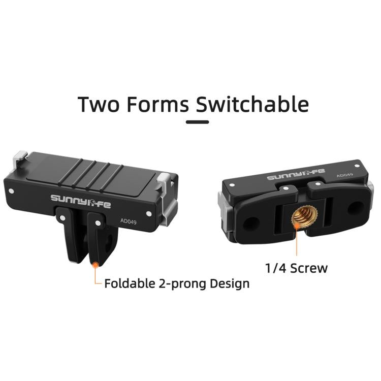 For Insta360 GO Ultra Sunnylife Magnetic Quick Release Adapter Mount Foldable Base Dual-Claws 1/4 Adapter, AD049 For Insta360 GO Ultra