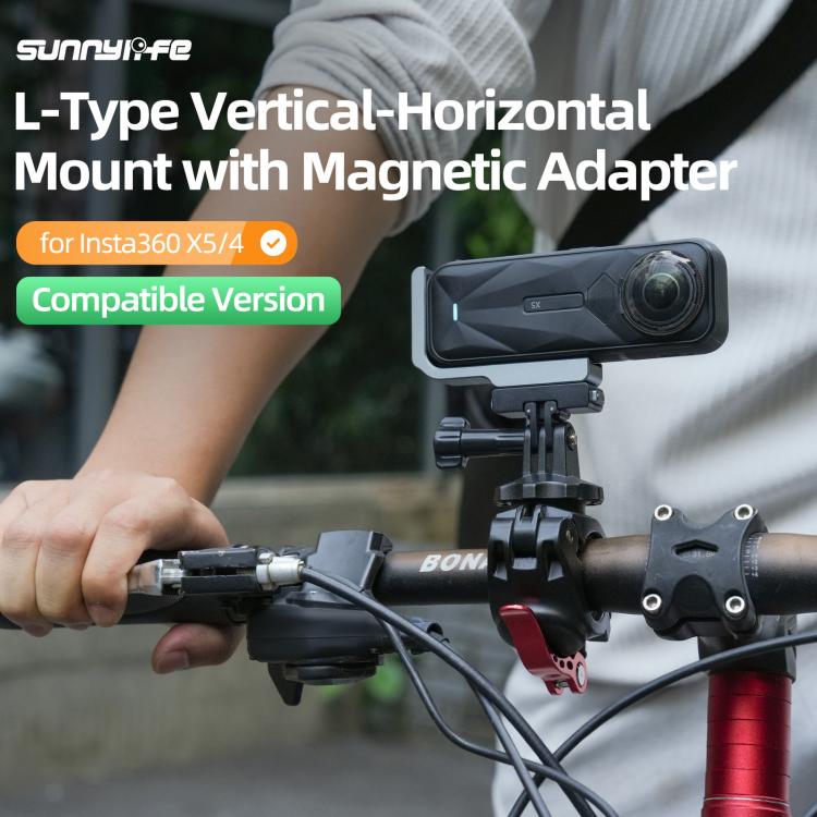 For Insta360 X5 / X4 Sunnylife L-Type Vertical-Horizontal Magnetic Mount with DZ015 Magnetic Adapter Quick Release Mount Adapter Stand