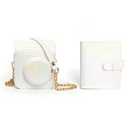 For FUJIFILM instax mini 12 Colorful Woven Leather Case Full Body Camera Bag + Photo Album with Strap