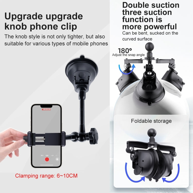 Dual-leg Suction Cup Connecting Rod Arm Phone Clamp Mount, Dual-leg Suction Cup Connecting Rod