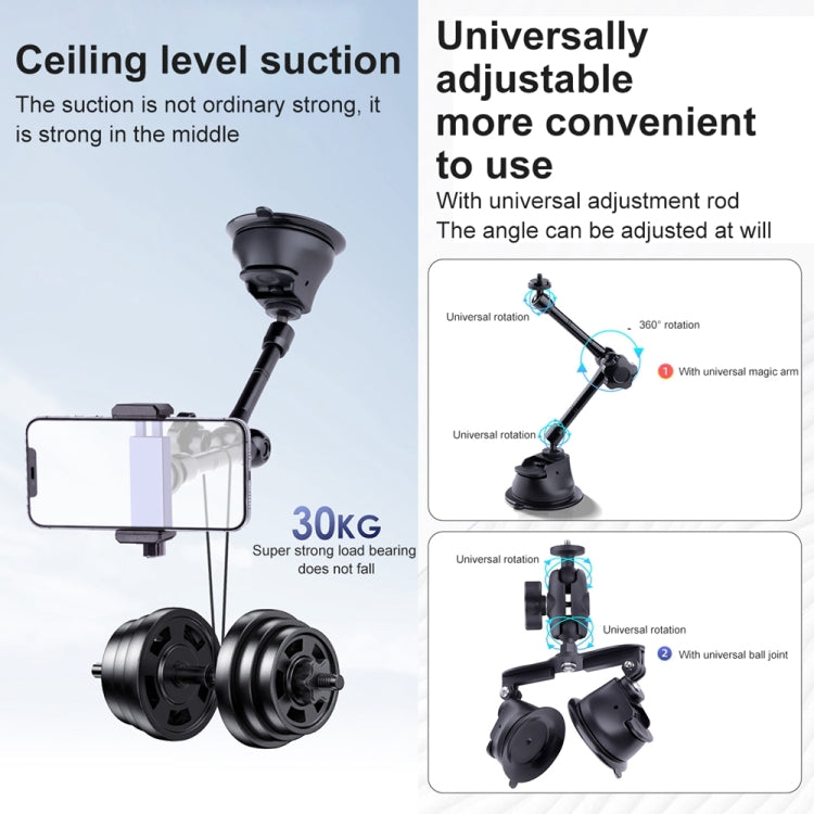 Tri-leg Suction Cup Connecting Rod Arm Phone Clamp Mount, Tri-leg Suction Cup Connecting Rod