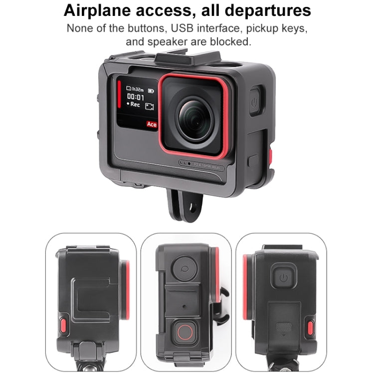 For Insta360 Ace / Ace Pro PC Cage Expansion Adapter Frame with Dual Cold Shoe Bases, For Insta360 Ace / Ace Pro / Ace Pro 2
