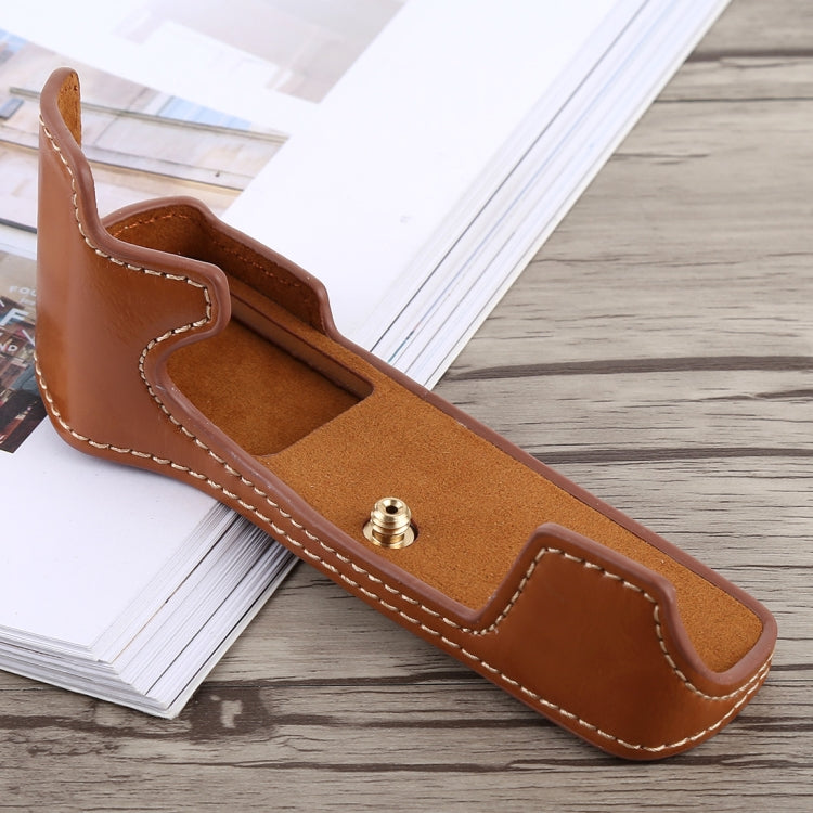 1/4 inch Thread PU Leather Camera Half Case Base for Olympus EM5 / EM5 Mark II, For Olympus EM5