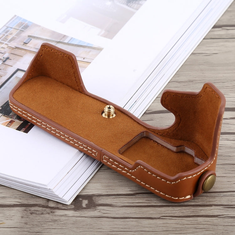 1/4 inch Thread PU Leather Camera Half Case Base for Olympus EM5 / EM5 Mark II, For Olympus EM5