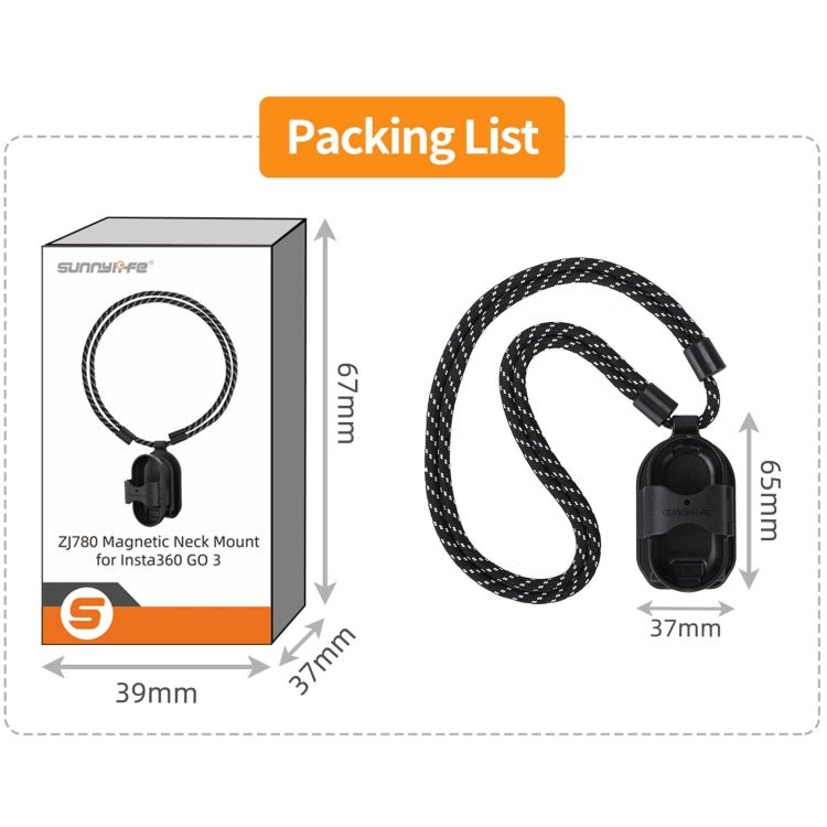 For Insta360 GO 3 Sunnylife Magnetic Neck Mount Chest Body Camera Necklace Lanyard POV Vlog Holder, ZJ780