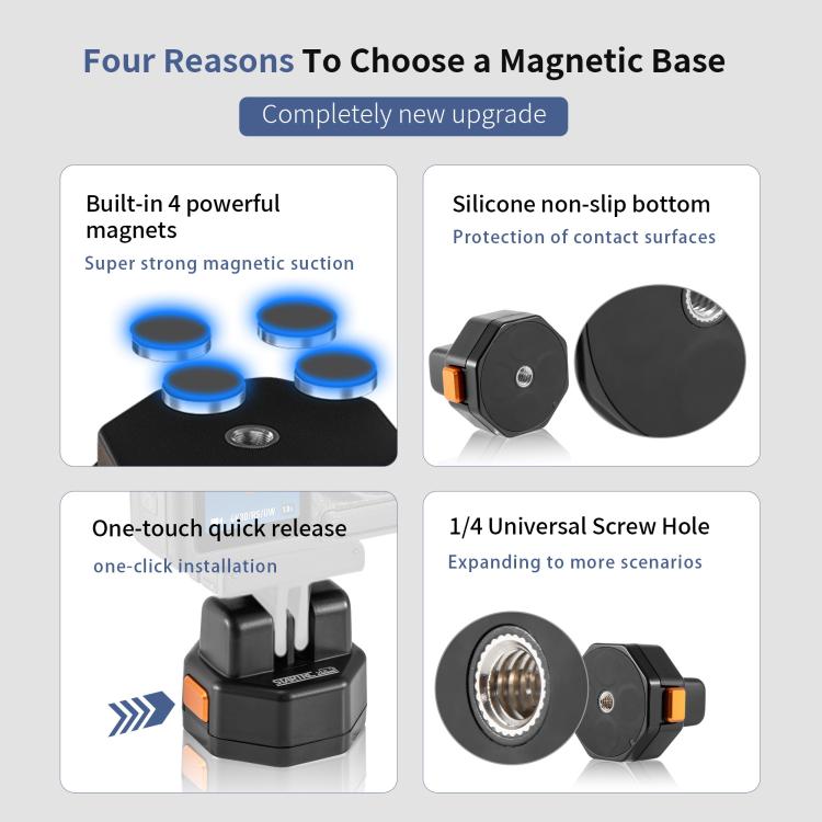 STARTRC VCR Snap-Mag Quick Release Base Mount Adapter For GoPro, Quick Release Base