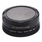 JSR 58mm 16X Macro Lens + Red Diving Lens Filter with Lens Cover + Lens Filter Ring Adapter + String + Cleaning Cloth for GoPro HERO6 /5 Dive Housing, For HERO6 /5