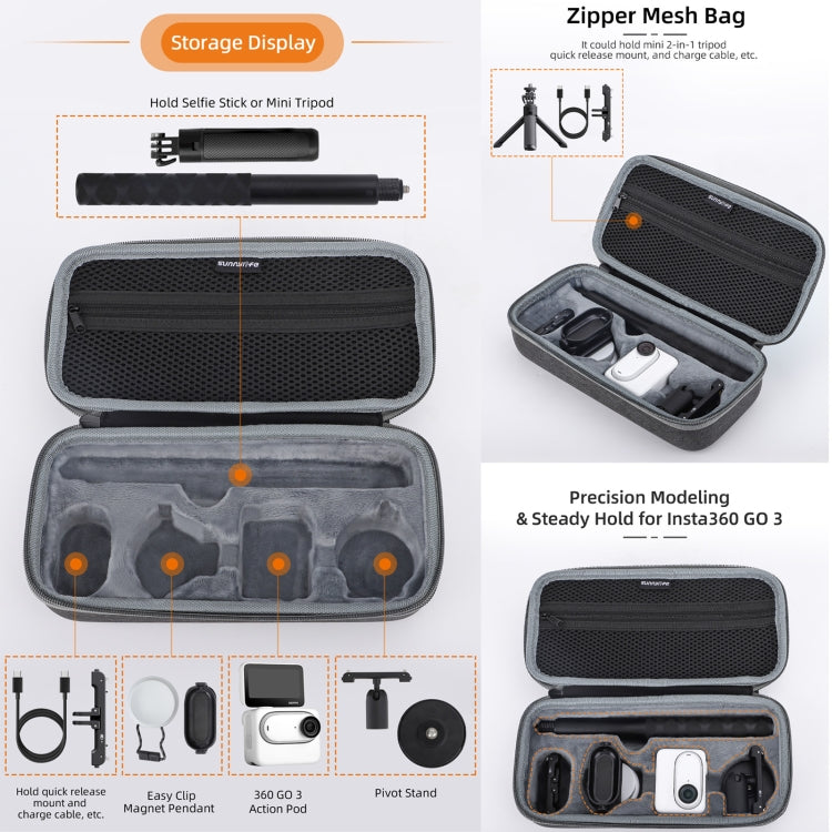 For Insta360 GO 3 Sunnylife Camera Set Storage Bag, For Insta360 GO 3 / GO 3S