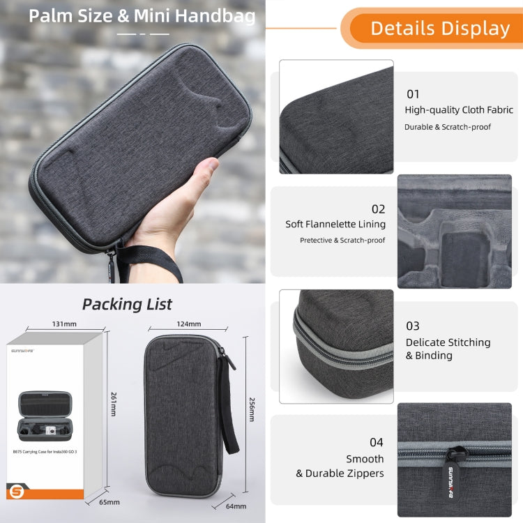 For Insta360 GO 3 Sunnylife Camera Set Storage Bag, For Insta360 GO 3 / GO 3S