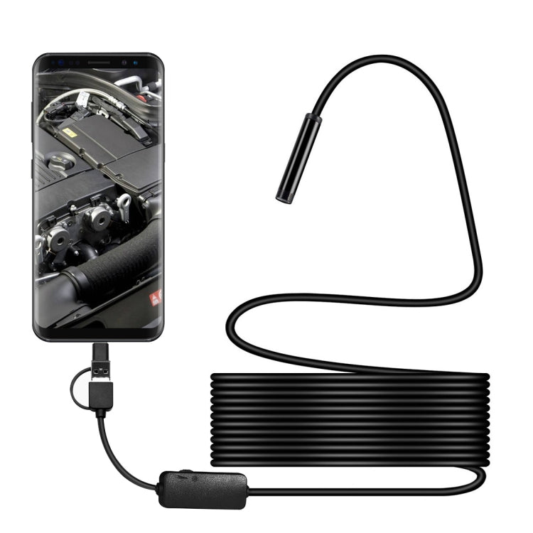 Y101 8mm Spiral Head 3 In 1 Waterproof Digital Endoscope Inspection Camera, Length: 5m Flexible Cable, Length: 5m Flexible Cable