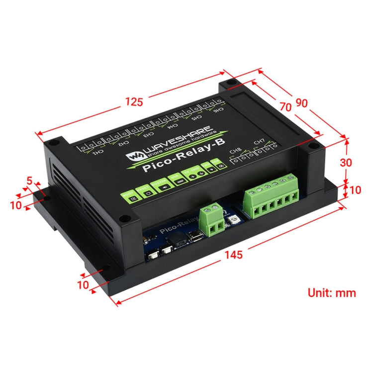 Waveshare Multi Protection 8-Channel Industrial Relay Module for Raspberry Pi Pico, 20218