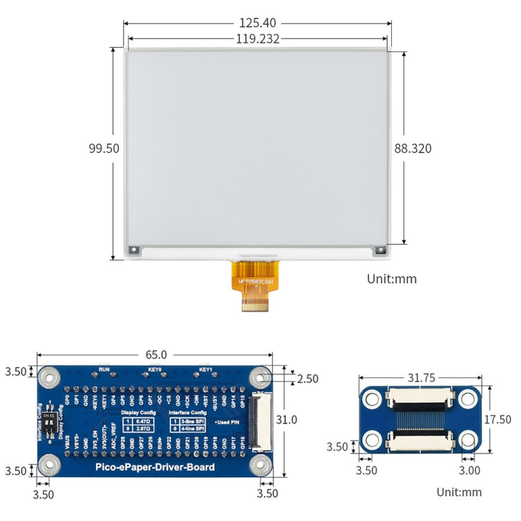 Waveshare 5.83 inch 648x480 Pixel Black White E-Paper E-Ink Display Module for Raspberry Pi Pico, SPI Interface, 20126